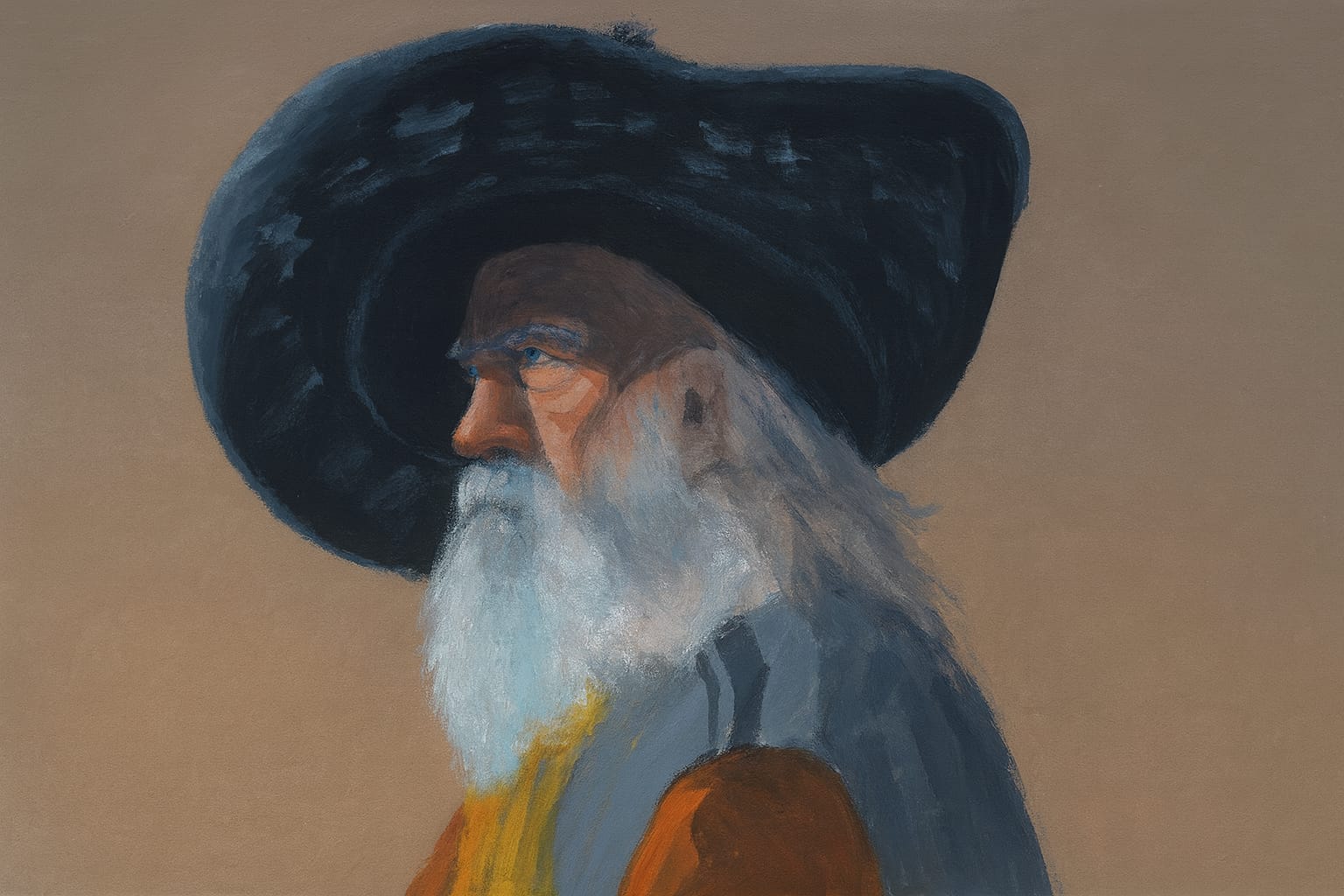 דיוקן בצבע שמן - איש מבוגר עם כובע